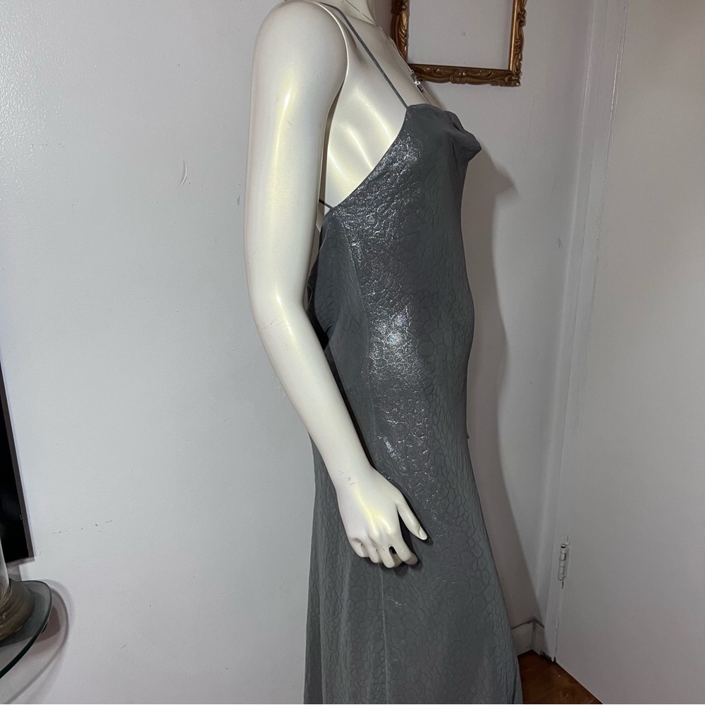 Silence + Noise Silver Slip Dress Size Large AB Maxi Liquid Fluid Backless Silve - Picture 10 of 16